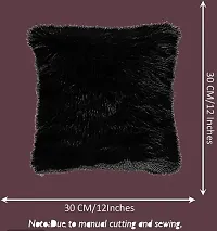 Black Faux Fur Cushion Covers 12x12 Inch  Pack of 2-thumb2