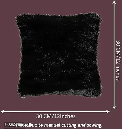 Black Faux Fur Cushion Covers 12x12 Inch  Pack of 2-thumb3