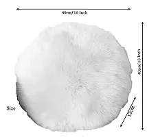 Elegant White Fur Round Cushion with Beans Ndash; 16x16 Inch  Pack of 1-thumb2