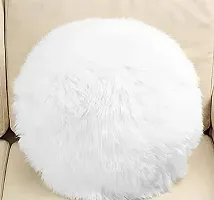 Elegant White Fur Round Cushion with Beans Ndash; 16x16 Inch  Pack of 1-thumb1