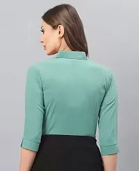 Elegant Green Cotton Blend Solid Shirt For Women-thumb3