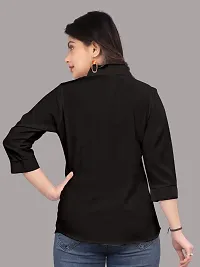 Elegant Black Cotton Blend Solid Shirt For Women-thumb1