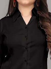 Elegant Black Cotton Blend Solid Shirt For Women-thumb3