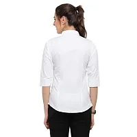 Elegant White Cotton Blend Solid Shirt For Women-thumb1