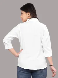 Elegant Off White Cotton Blend Solid Shirt For Women-thumb1