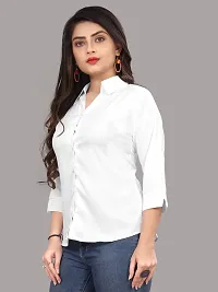 Elegant Off White Cotton Blend Solid Shirt For Women-thumb4