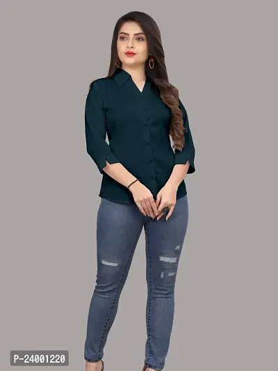 Stylish Cotton Blend Solid Shirt for Women-thumb2