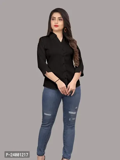 Elegant Pink Cotton Blend Solid Shirt For Women-thumb2