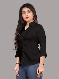 Elegant Pink Cotton Blend Solid Shirt For Women-thumb2