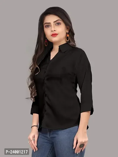 Elegant Pink Cotton Blend Solid Shirt For Women-thumb3