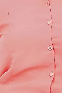 Elegant Peach Cotton Blend Solid Shirt For Women-thumb2