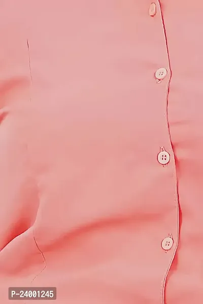 Elegant Peach Cotton Blend Solid Shirt For Women-thumb3