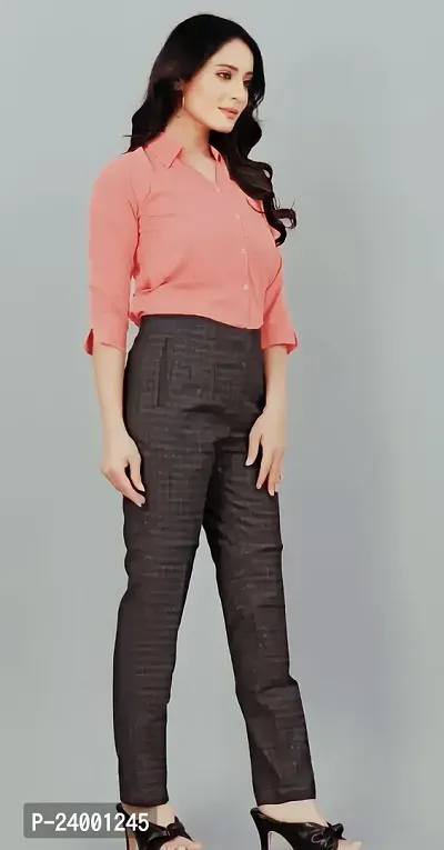 Elegant Peach Cotton Blend Solid Shirt For Women-thumb2