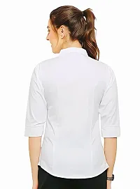 Elegant White Cotton Blend Solid Shirt For Women-thumb1