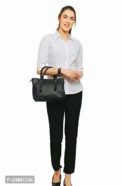 Elegant White Cotton Blend Solid Shirt For Women-thumb3