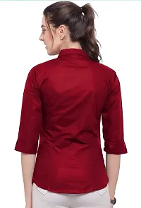 Elegant Red Cotton Blend Solid Shirt For Women-thumb1