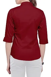 Elegant Maroon Cotton Blend Solid Shirt For Women-thumb1