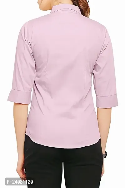 Elegant Pink Cotton Blend Solid Shirt For Women-thumb2
