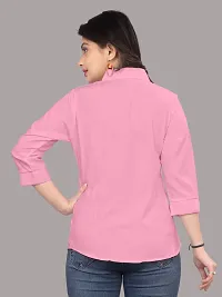 Elegant Pink Cotton Blend Solid Shirt For Women-thumb2