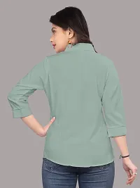 Elegant Green Cotton Blend Solid Shirt For Women-thumb2