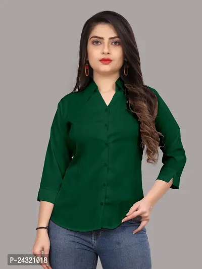 Classic Cotton Blend Slim Fit Shirt For Women-thumb0