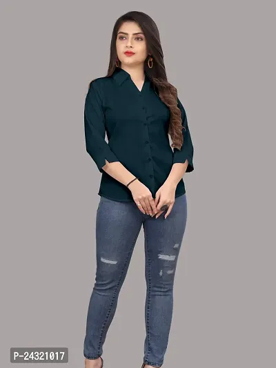 Classic Cotton Blend Slim Fit Shirt For Women-thumb2