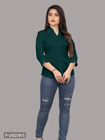 Classic Cotton Blend Slim Fit Shirt For Women-thumb2