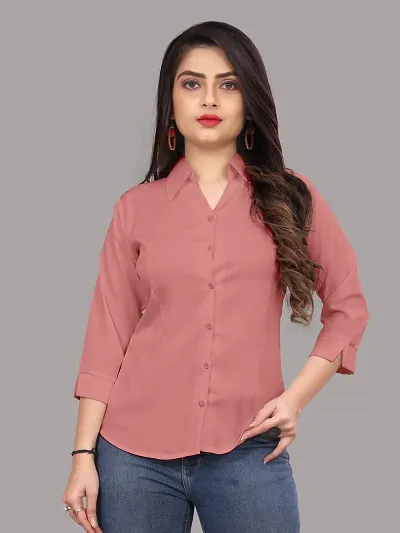 Women Regular Solid Curved Collar Formal Shirt