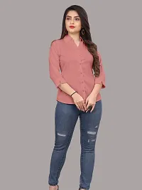 Classic Cotton Blend Slim Fit Shirt For Women-thumb3