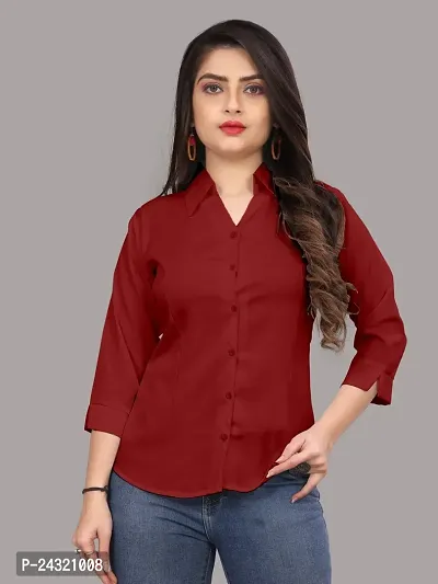 Classic Cotton Blend Slim Fit Shirt For Women