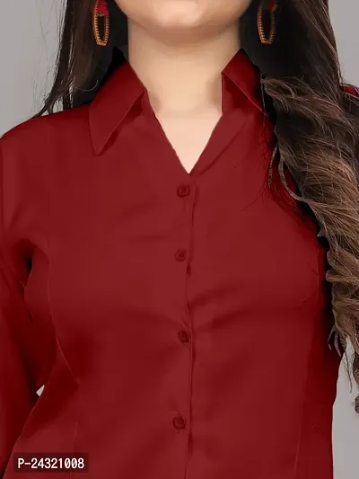 Classic Cotton Blend Slim Fit Shirt For Women-thumb3