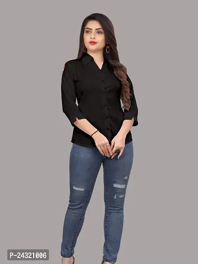 Classic Cotton Blend Slim Fit Shirt For Women-thumb2