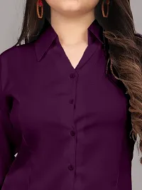 Classic Purple Cotton Blend Slim Fit Shirt For Women-thumb1