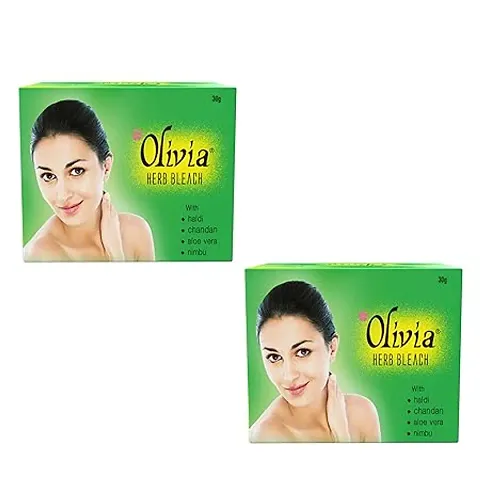 Olivia Herb Bleach For Sensitive Skin 30g With Haldi|Chandan|Aloe Vera|Nimbu - Pack of 2