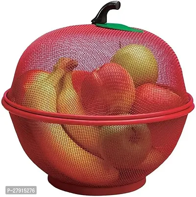 Apple Shape Net Fruits Basket for Kitchen Fruit Basket with Net Cover( Multicolor ) 1 PC-thumb0
