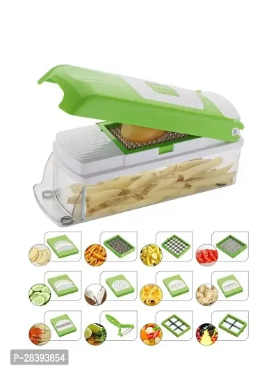 HIRPARAS Multifunctional 12 in 1 Vegetable Chopper, Onion Dicer with Container, Adjustable Manual Food Slicer with Stainless Steel Blades, Fruit Veggie Cutter and Grater, Kitchen Gadget-thumb0