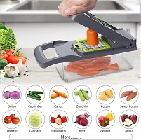 HIRPARAS Multifunctional 12 in 1 Vegetable Chopper, Onion Dicer with Container, Adjustable Manual Food Slicer with Stainless Steel Blades, Fruit Veggie Cutter and Grater, Kitchen Gadget-thumb4