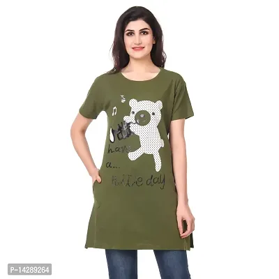 Kanchan World Women's Long Casual T-Shirt Nice Day Print-thumb3