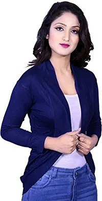 Kanchan World Women High-Low Full Sleeve Two Color Combo Set of 2 Plain Shrug-thumb4