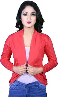 Kanchan World Women High-Low Full Sleeve Two Color Combo Set of 2 Plain Shrug-thumb1