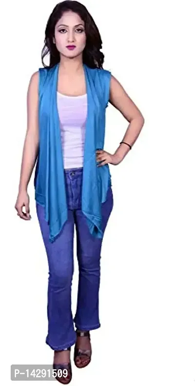 Kanchan World Women's Silk Henley Neck Shrug (SHRUG_CUTS_Sky Blue_S_Sky Blue_Small)-thumb2