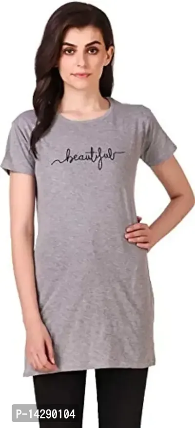 Kanchan World Women's Long Casual T-Shirt Beautiful Print-thumb0