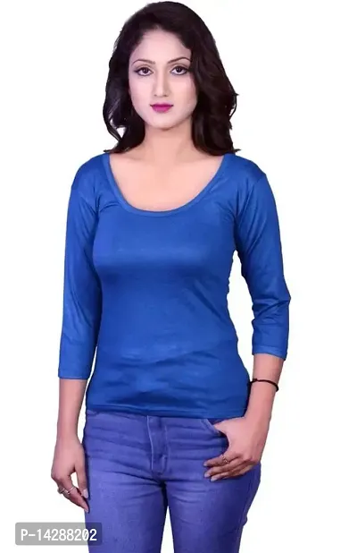 Kanchan World Women's Round Neck Solid Full Sleeve Plane T-Shirt