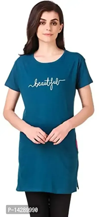 Kanchan World Women's Long Casual T-Shirt Beautiful Print