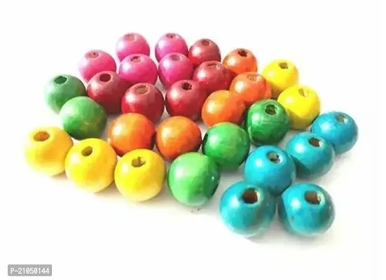 100 Pcs Size 12 mm Natural Plain Oval Wooden Beads with Big Hole Ball for Jewelry Making DIY Craft Finding Multi Colour