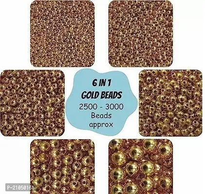 2500 pcs Gold Color Beads for Jewelry Making Earring Necklace Bracelet Set for Girls and Women 6 Round Golden Pearl Bead Moti of Size 3 mm 4 mm 5mm 6mm 8mm 10mm-thumb0