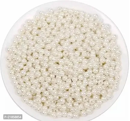 Premium Ivory Pearl Beads 6 MM Sew on Pearl Beads with Holes for Craft Jewelry Making Bracelets Necklaces Decoration and Vase Filler Total 500 Pieces-thumb0