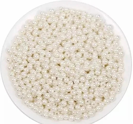 Premium Ivory Pearl Beads 6 MM Sew on Pearl Beads with Holes for Craft Jewelry Making Bracelets Necklaces Decoration and Vase Filler Total 500 Pieces