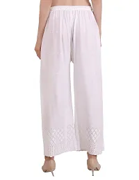 EZIA OUTFIT Women's Rayon Chiken Emboridered with Half Chikankari Art Work White Palazzo for Women-thumb3