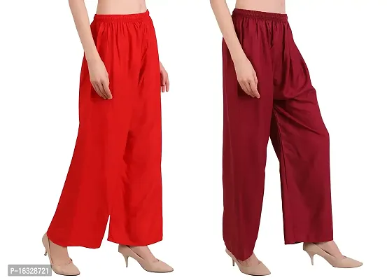 EZIA OUTFIT Women's Pure  Soft Rayon Loose fit Palazzos Pant Free Size-thumb4